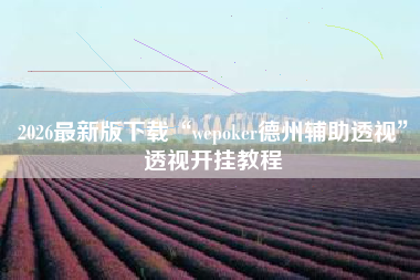 2026最新版下载“wepoker德州辅助透视”透视开挂教程