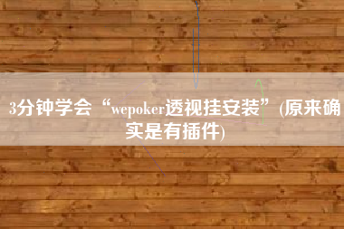 3分钟学会“wepoker透视挂安装”(原来确实是有插件)