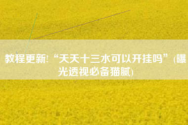 教程更新!“天天十三水可以开挂吗”(曝光透视必备猫腻)