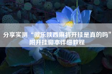 分享实测“微乐陕西麻将开挂是真的吗	”附开挂脚本详细教程