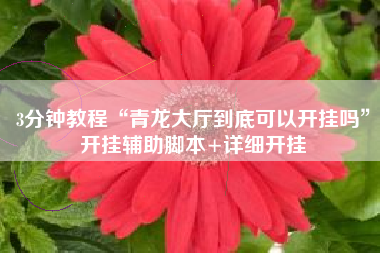 3分钟教程“青龙大厅到底可以开挂吗”开挂辅助脚本+详细开挂