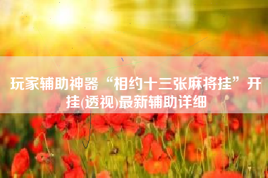 玩家辅助神器“相约十三张麻将挂”开挂(透视)最新辅助详细