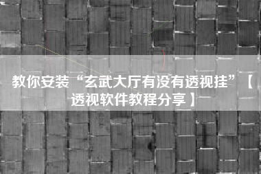 教你安装“玄武大厅有没有透视挂”【透视软件教程分享】