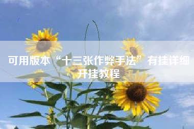 可用版本“十三张作弊手法”有挂详细开挂教程