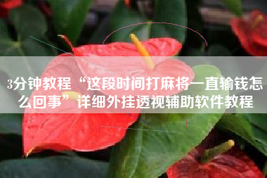 3分钟教程“这段时间打麻将一直输钱怎么回事”详细外挂透视辅助软件教程